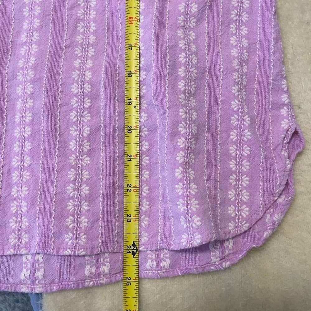 Talbots Petite Lavender Purple Cotton Floral Embroidered Henley Blouse SP 2846 - Picture 6 of 7
